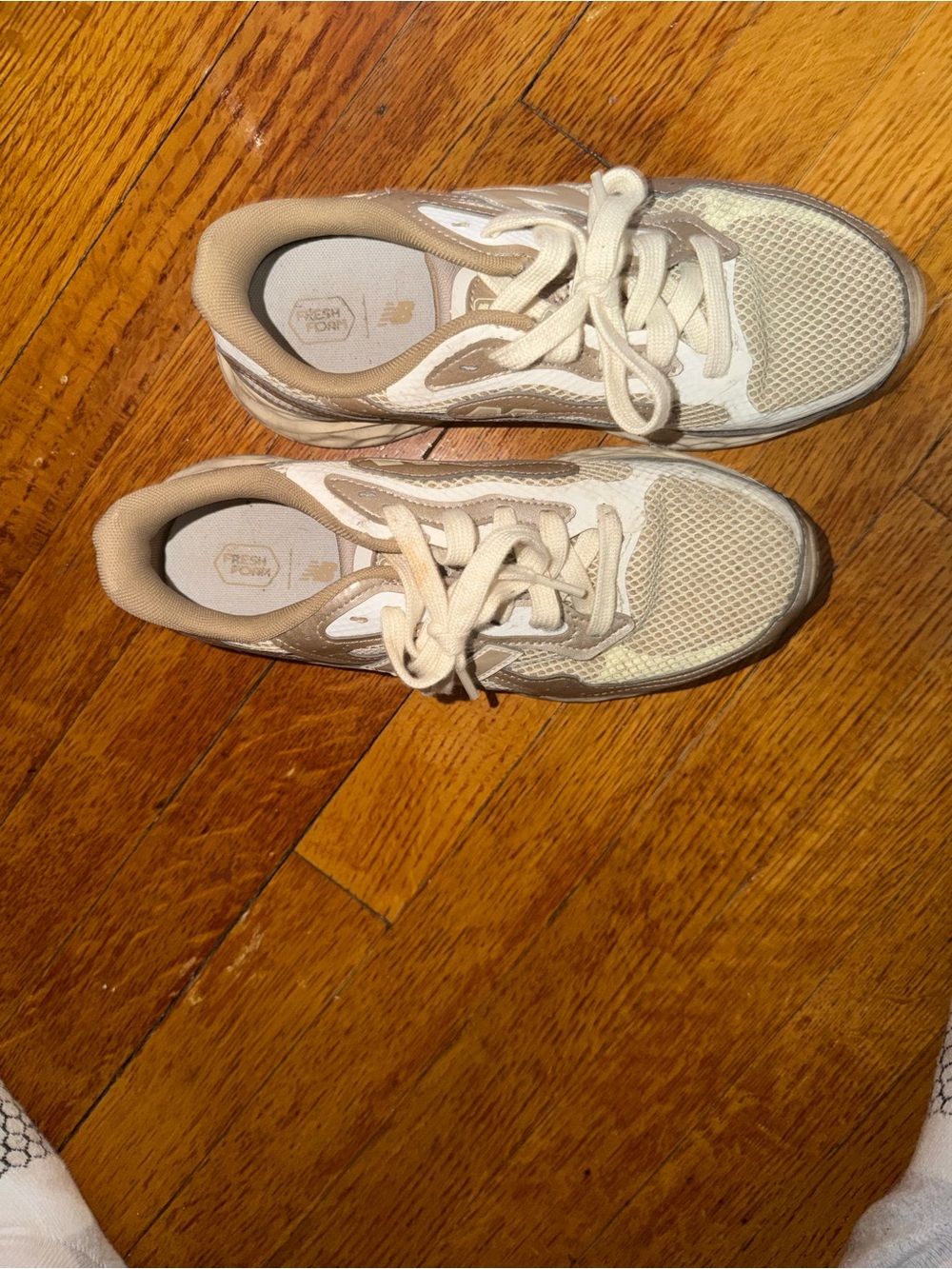 New Balance Beige and White Women’s Sneakers